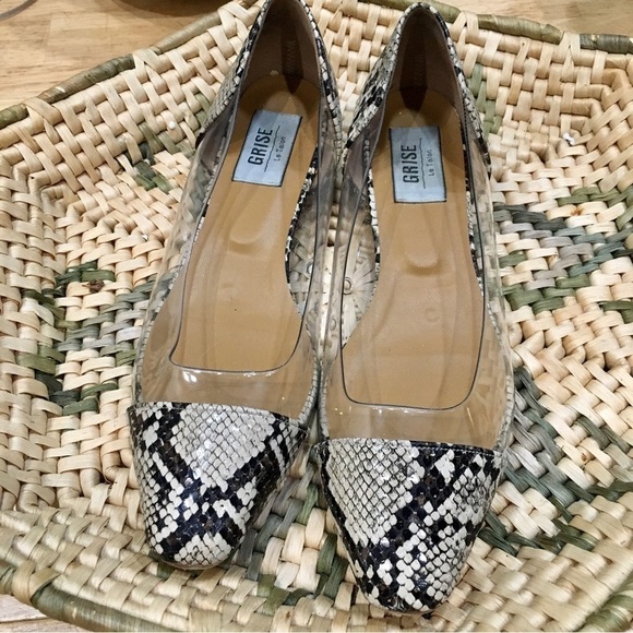 GRISE LE TALON snakeskin clear flats. Made in Japan size 23 - Picture 1 of 7